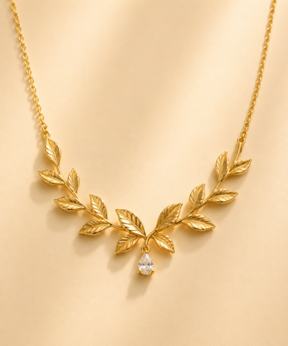 Gargantilla Guirnalda Hojas Oro 14K